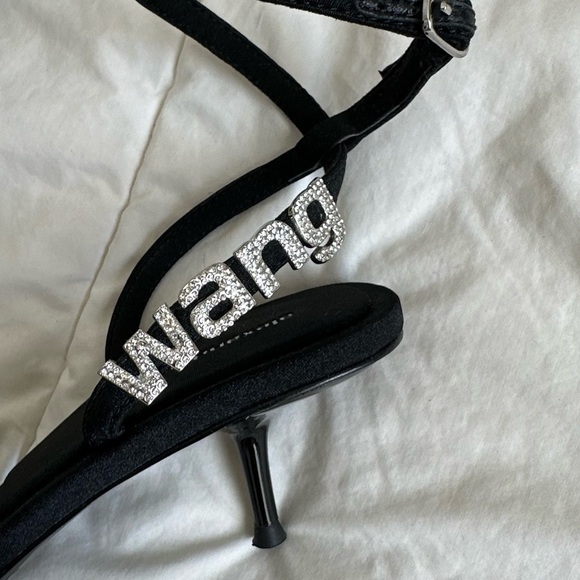 ALEXANDER WANG Crystal Embellished Sexy Open Square Toe Sandals Heels Black/ 6.5 - Picture 3 of 8